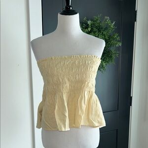 Universal thread L buttercream yellow peplum tube Strapless Top